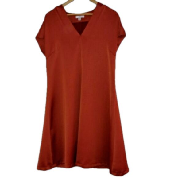 Halston autumn orange V-neckline dress size L - Picture 1 of 4